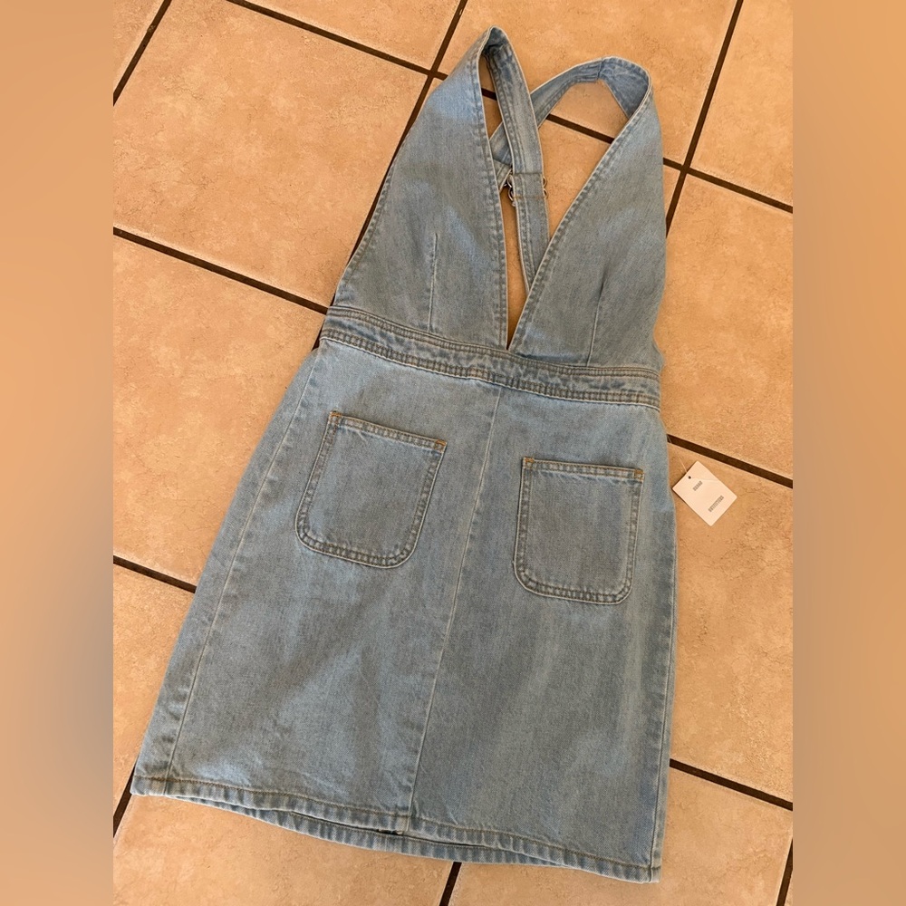 UO Plunge Vintage Denim Mini Dress - Picture 3 of 5
